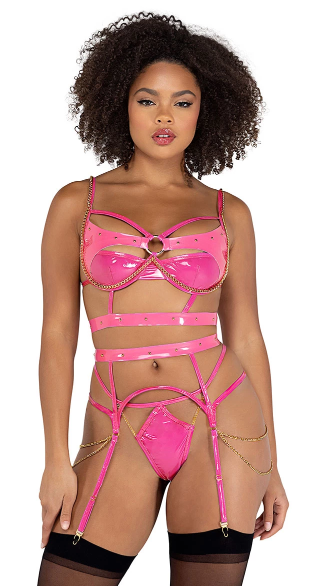 Roma Chain My Mind Wet Look Bra Set 6 Roma Chain My Mind Wet Look Bra Set - Image 6