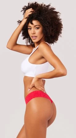 Rene Rofe Perfect Plaid Thong Panty -Lingerie Shop RR 127978 M747 LACE PLAID THONG PANTY RED 1539