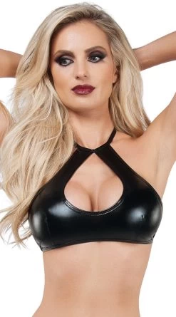 Wet Look Cut-Out Top -Lingerie Shop SA B9041 Teardrop Top Ft 2 2019SEPT