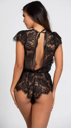 Plunging Eyelash Lace Romper -Lingerie Shop ST 10718 BLACK 9 PS01242019