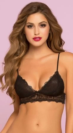 Dainty Paisley Lace Bralette -Lingerie Shop ST 10782 BLACK F bra