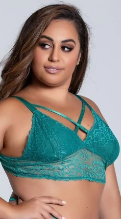 Plus Size Lacy Longline Lattice Bralette -Lingerie Shop ST 10784X TOP GREEN 5 PS07302020