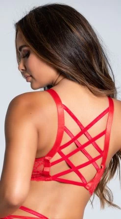 Lacy Longline Lattice Bralette -Lingerie Shop ST 10784 TOP RED 9 PS08112020