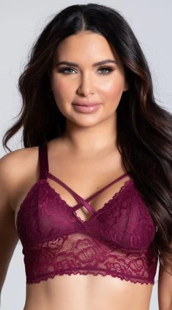 Lacy Longline Lattice Bralette -Lingerie Shop ST 10784 TOP WINE PS09182019 2