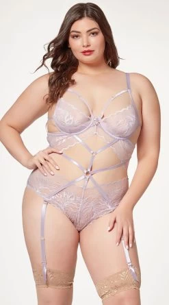 Plus Size Caged In Love Teddy -Lingerie Shop ST 11516X LAVENDER F 2023MAY