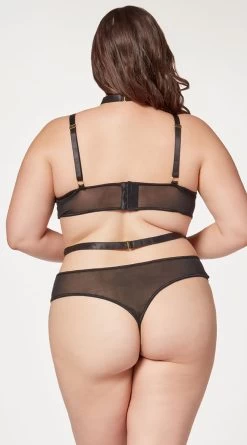 Plus Size Faux Leather And Mesh Teddy And Harness Set -Lingerie Shop ST 11524X BLACK B 2023MAY
