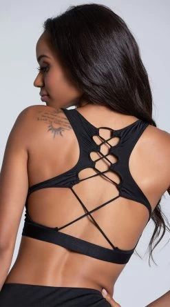 Lace-Up Microfiber Sports Bra