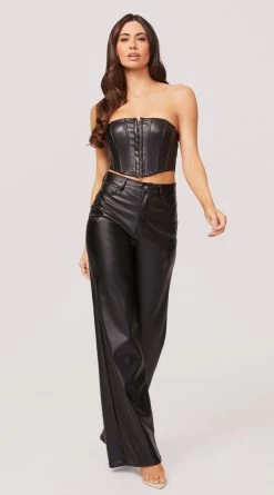 Cropped Faux Leather Corset 7 Cropped Faux Leather Corset -Lingerie Shop TIC TH27968 JODEE SLEEVELESS CORSET TOP LEATHER BLACK 485