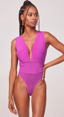 Essential Deep V-Neck Bodysuit -Lingerie Shop TPC 6994 Purple F 2 Yandy PS07272022 V2