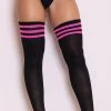 Pink Striped Thigh High Socks