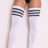 Black Striped Thigh High Socks
