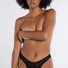 Yandy Double Up Black Daisy Thong