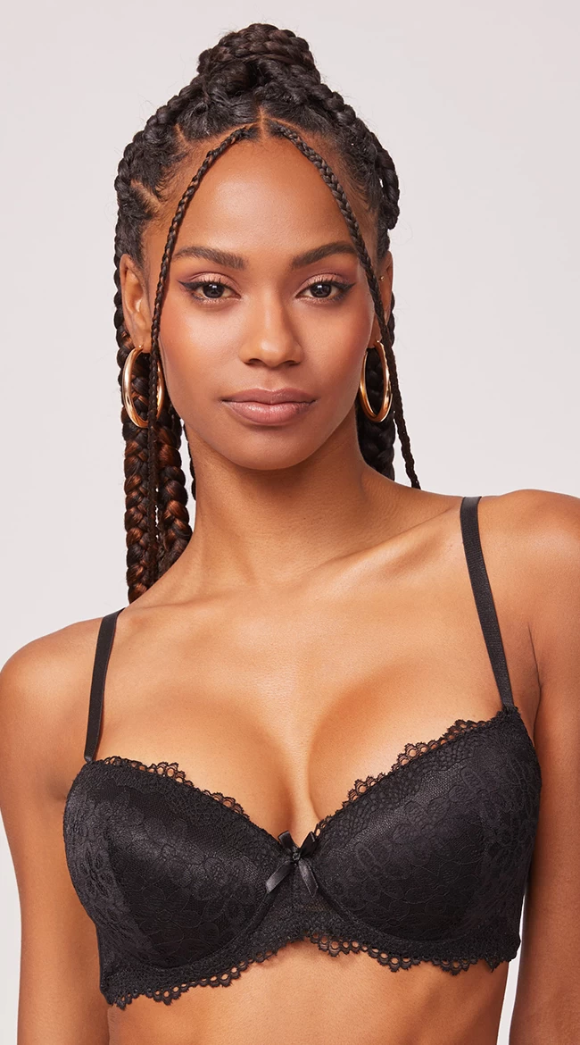 Yandy Double Up Daisy Black Demi Bra 1 Yandy Double Up Daisy Black Demi Bra