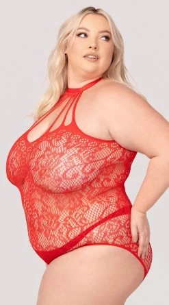 Yandy Plus Size Dark Fantasies Crotchless Teddy -Lingerie Shop YFC YNDY 0021X CROTCHLESS TEDDY RED 23