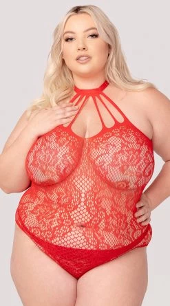 Yandy Plus Size Dark Fantasies Crotchless Teddy -Lingerie Shop YFC YNDY 0021X CROTCHLESS TEDDY RED 7