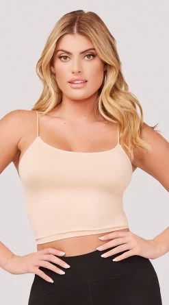 Seamless Cropped Tank Top -Lingerie Shop YT SML617 SEAMLESS SKINNY STRAP CROPPED CAMI NUDE 1198 WEBSIZE