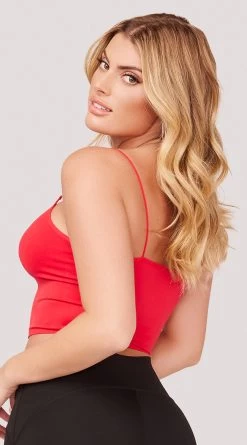 Seamless Cropped Tank Top -Lingerie Shop YT SML617 SEAMLESS SKINNY STRAP CROPPED CAMI RED 1167 WEBSIZE